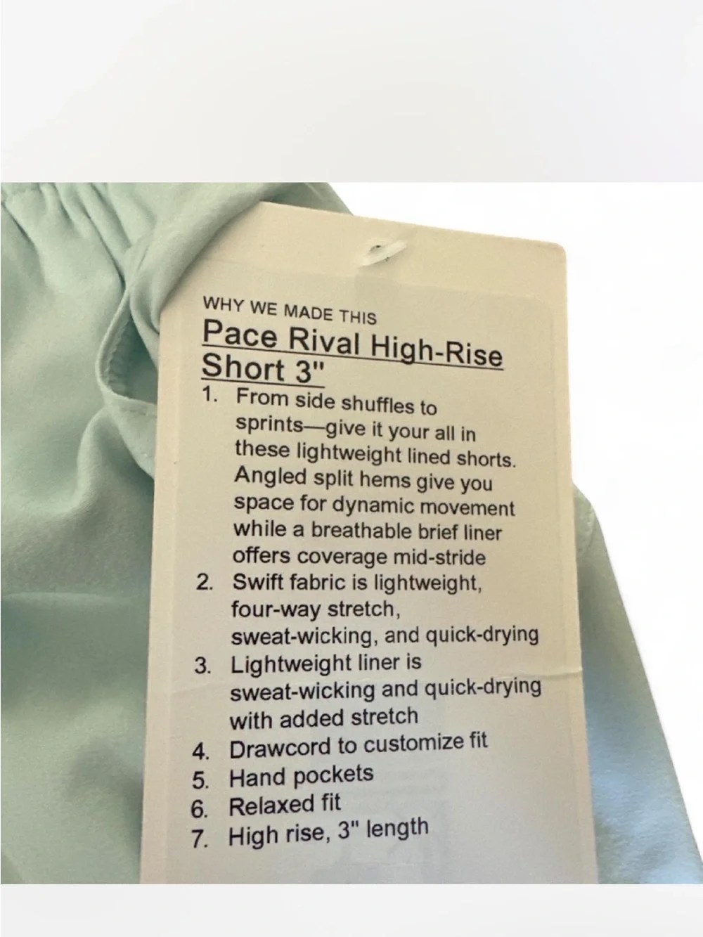 lululemon athletica Pale Mint Athletic Shorts